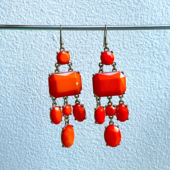 Vibrant orange chandelier earrings - Picture 1 of 2